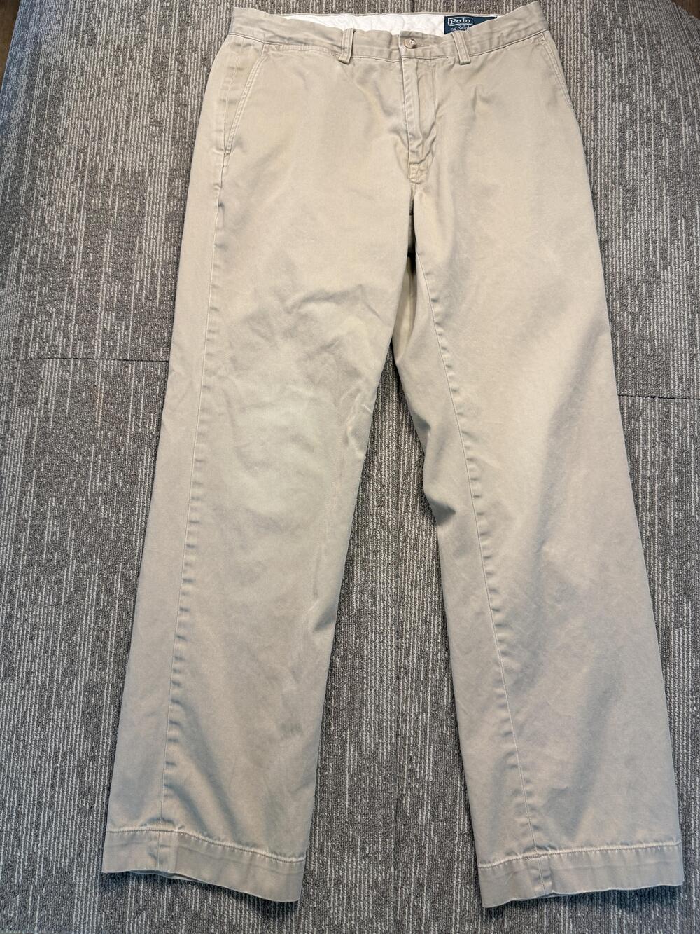 Polo Ralph Lauren Pants Mens 32x32 Beige Chino Flat Front Straight Leg Casual